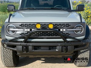 Ford Bronco Bull Bar - Front - Factory Bumper - ZROADZ - Prerunner Bar - 4in Round Amber LED